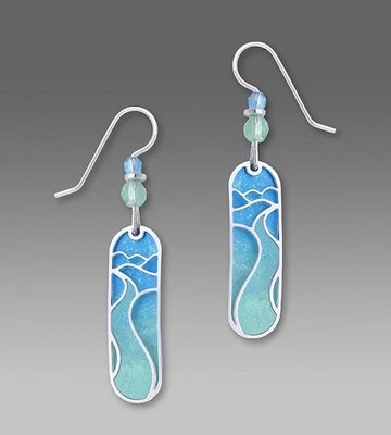 Adajio Soft Sky Blue & Green Capsule 'Road' Overlay Earrings Handmade USA 7397 - Image 1 of 4