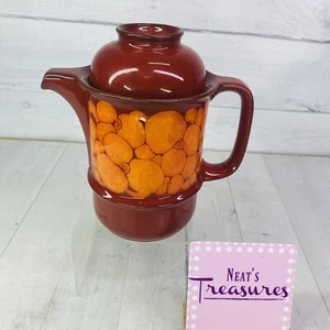 Hutschenreuther Germany HUT1213 Red Orange Floral Ceramic Lidded Coffee Tea Pot - Picture 1 of 17