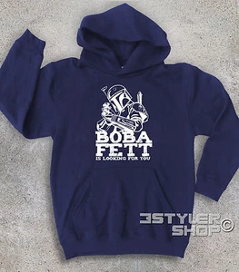 Sweatshirt Child Boba Fett Waiting for You Stars Wars Han Only Millenium Falcon - Picture 1 of 3