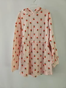 NWOT HANNA ANDERSSON WAFFLE HOODIE PINK TULIPS DRESS 130 8 $54 - Picture 1 of 8