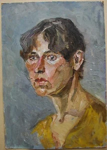Ukrainian Soviet USSR Oil Painting expressionism fauvism female portrait woman - Picture 1 of 4