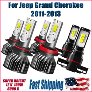 For Jeep Grand Cherokee 2011-2013 Combo 9012 LED Headlight 5202 Fog Bulbs 6000k - Picture 1 of 8