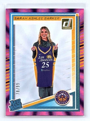 Sarah Ashlee Barker 2025 Donruss WNBA #100 Purple Laser #/99 Rookie *ka - Image 1 of 2