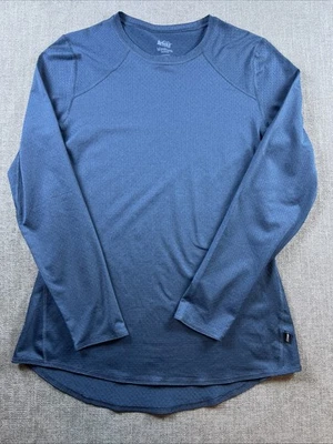 REI Co-Op Shirt Women’s M Base Layer Long Sleeve Blue Hiking Casual Running - Image 1 of 4