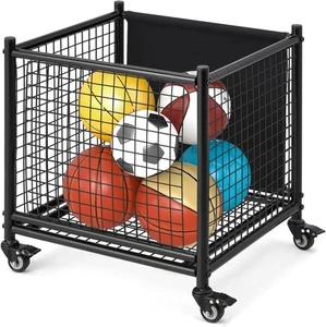 Ball Cart Storage - Rolling Bin with Wheels, Sports & Toy Organizer - Picture 1 of 30