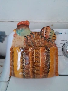 Italica Ars Ceramic Chicken Wall Pocket 10 X 8 In., Italy, Large 10" by 9" - Picture 1 of 2