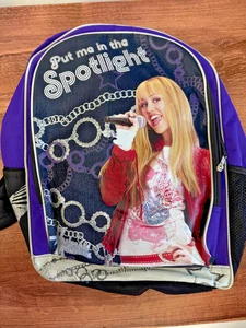 Disney Hannah Montana Backpack Purple "Put Me in the Spotlight" Fair Condition - Picture 1 of 10