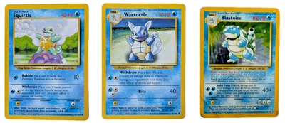 Pokémon Base Set Evolution Set – Squirtle Wartortle Blastoise 1999 WOTC LP-HP - Image 1 of 4