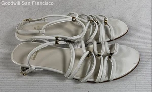 Stuart Weitzman White Leather Open Toe Casual Strappy Womens Sandals Size 7 - Picture 1 of 6