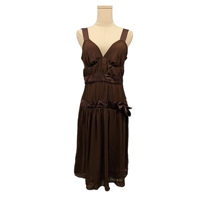 NWT MICA Vintage Chiffon Satin Band Low Cut Y2K 90s Size 6 Dress - Image 1 of 4