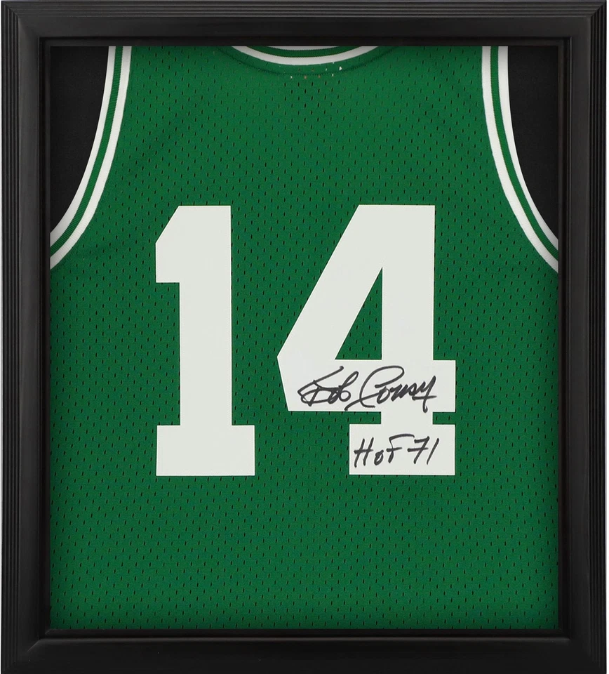 Camiseta deportiva firmada por Bob Cousy Celtics FRMD Mitchell & Ness Swingman Shadowbox con Insc Foto 1 de 1