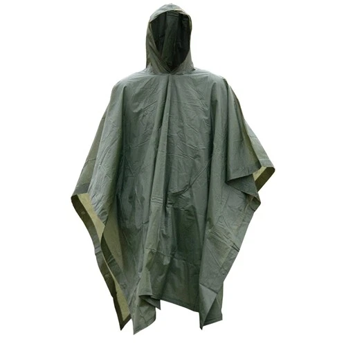 Poncho de lluvia de vinilo verde OD para clima húmedo estilo militar lona refugio tienda de vivero NUEVO Foto 1 de 1