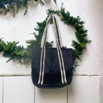 Bolso de Mano Victoria's Secret ROSA Azul Marino Blanco Rayas Pana Terciopelo Parte Superior Abierta Foto 1 de 4