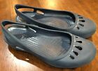 Crocs Womens Slip-on Teardrop Slingback Sandals Size 8 Solid Blue Maryjane Flat