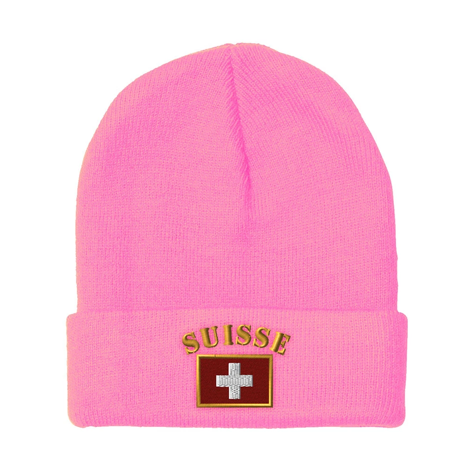 Gorros para Hombre Bandera Suiza Bordado Invierno Sombreros Mujeres Acrílico Calavera Gorra Foto 1 de 1