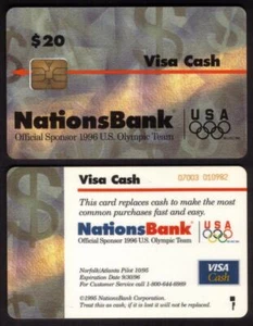 $20. Tarjeta bancaria VISA Cash 1996 Olympics: Norfolk & Atlanta Pilot Trial SVC - Imagen 1 de 3