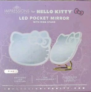 Hello Kitty Mirror Pink Sanrio Impression LED Ring Table Vanity NIB - Picture 1 of 4