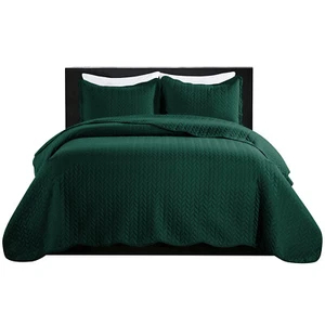 3 Piece Quilted Bedspread Queen King Size Ultra Soft Coverlet Embossed Bed Throw - Picture 1 of 75