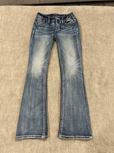 Miss Me Girl Youth Mid-Rise Boot Cut Embroidered Pocket Jeans Size 12 - Picture 1 of 7