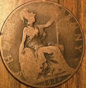 1924 UK GREAT BRITAIN HALF PENNY - Picture 1 of 2