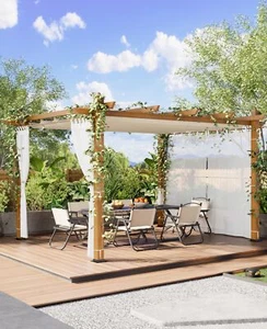 10'x13' Outdoor Retractable Pergola w/Canopy Netting ,Patio Pergola for Backyard - Picture 1 of 7