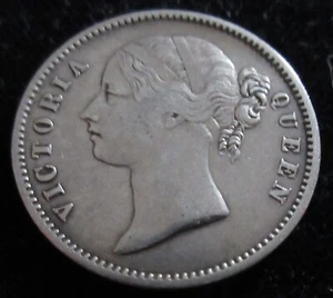 MDS INDIEN EAST INDIA COMPANY ONE 1 RUPIA 1840 "VICTORIA QUEEN", PLATA #E - Imagen 1 de 2