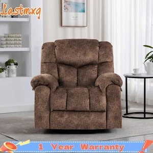 Swivel and Rocking Recliner Chair with Massage and Heating Bonded Leather Sofa - Picture 1 of 13