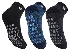 Heat Holders  - Mens Non Slip Thermal Low Cut Ankle Slipper Socks with Grips