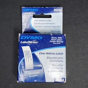 NEW Dymo 30254 Clear Address Labels - 1 Roll, 130 Labels, 1 1/8" x 3 1/2" - Picture 1 of 4