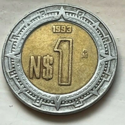 Moneda Mexicana México 1993 1 Nuevo Peso Nuevo Bimetálica   Foto 1 de 2