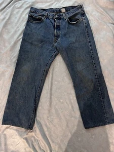 Levi's 501 Mens Button Fly Straight Leg Jeans W34 L32 Mid Rise Vintage 90s - Picture 1 of 4