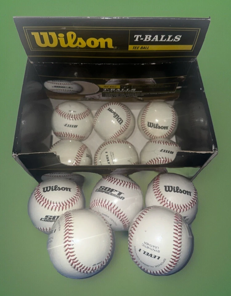 1 estuches 11 pelotas de béisbol totales Wilson A1117 jóvenes de compresión suave nuevas en caja Foto 1 de 4