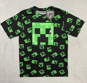 Mojang Minecraft Creeper All Over Print Black Shirt Youth Size XL - Picture 1 of 16