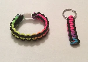 SURVIVAL PARACORD BRACELET 6.5" AUTHENTIC 550 PARACORD AND 3" KEY FOB - Picture 1 of 7