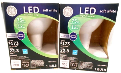 2 GE LED Indoor Floodlight Soft White 12 Watt 75 Watt Replacement PAR30L - Image 1 of 4