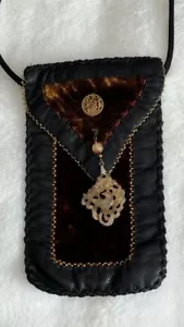 FAITH FELLOWS borsa piccola vintage Vermont fatta a mano in pelle/velluto - Foto 1 di 15