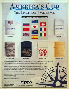Zippo Lighters Advertising Sheet America's Cup Regatta of Excellence 1998 - Picture 1 of 2