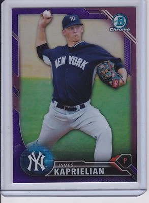 2016 Bowman Chrome Purple Refractor #BCP71 James Kaprielian (047/250) Yankees - Image 1 of 2