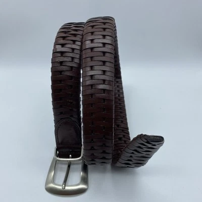 Cinturón tejido trenzado de cuero genuino marrón sin marca 5408 para hombre talla 38 Foto 1 de 4
