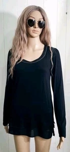 White House Black Market Women Black Long Sleeve T-Shirt Sz.S - Picture 1 of 10