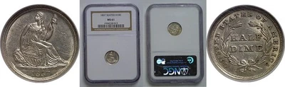 1837 H10C Seated Liberty Half Dime - NGC MS-61 - Image 1 of 3