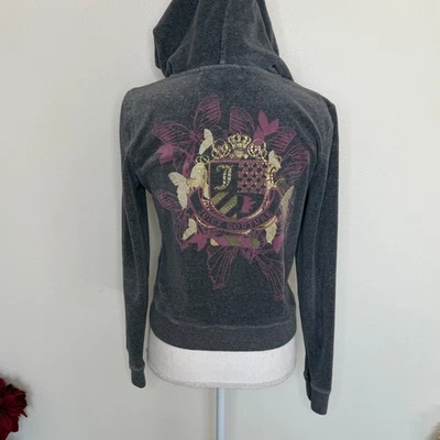 Juicy Couture Gray Zip Hoodie Velour Track Jacket Authentic Y2K Vintage Sz Large - Image 1 of 4