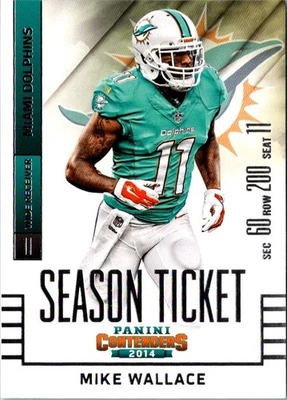 2014 Panini Contenders Mike Wallace #41 Miami Dolphins Football Card - Image 1 of 2