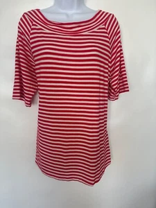 Fenn Wright Manson Women's 1X Red/White Striped Short Sleeve Boat Neck T-Shirt - Picture 1 of 8