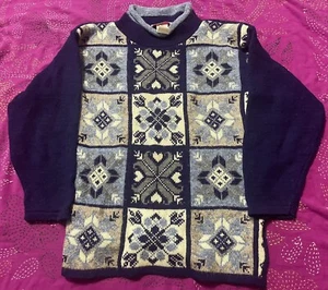 Vintage 80s 90s Irene Charles Multicolored Snowflakes Sweater. Size Small 7/8 - Picture 1 of 12