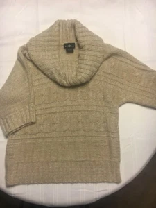 Knit Sweater "It's Our Time" 1/2 Sleeve Scoop Neck Beige w/ Gold Metallic Sz Med - Picture 1 of 1