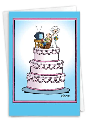 1 Tarjeta de Felicitación de Aniversario Divertida - Marido, Esposa - Pastel de Boda - Hecho en Estados Unidos Foto 1 de 4