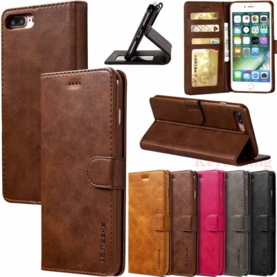 For iPhone 11 Pro Max XS XR 6s 7 8 Leather Wallet Magnetic Flip Case Cover Stand - Image 1 of 4