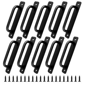 Sliding Barn Door Handle 5" Black Aluminum Alloy Gate Door Pull 10 Pack - Picture 1 of 7