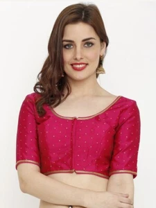 Women's Solid Short Sleeves Party wear Readymade Saree Blouse for Women Stylish - Picture 1 of 7